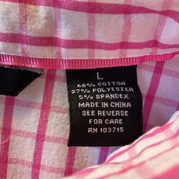 Zac and Rachel Pink and White Check Casual Button Down Size Large - Picture 6 of 9